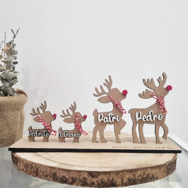 Familia Renos Navidad Personalizados en madera mdf
