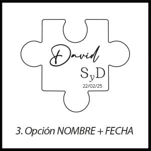 Opción de marcasitio puzzle con nombre y fecha de evento