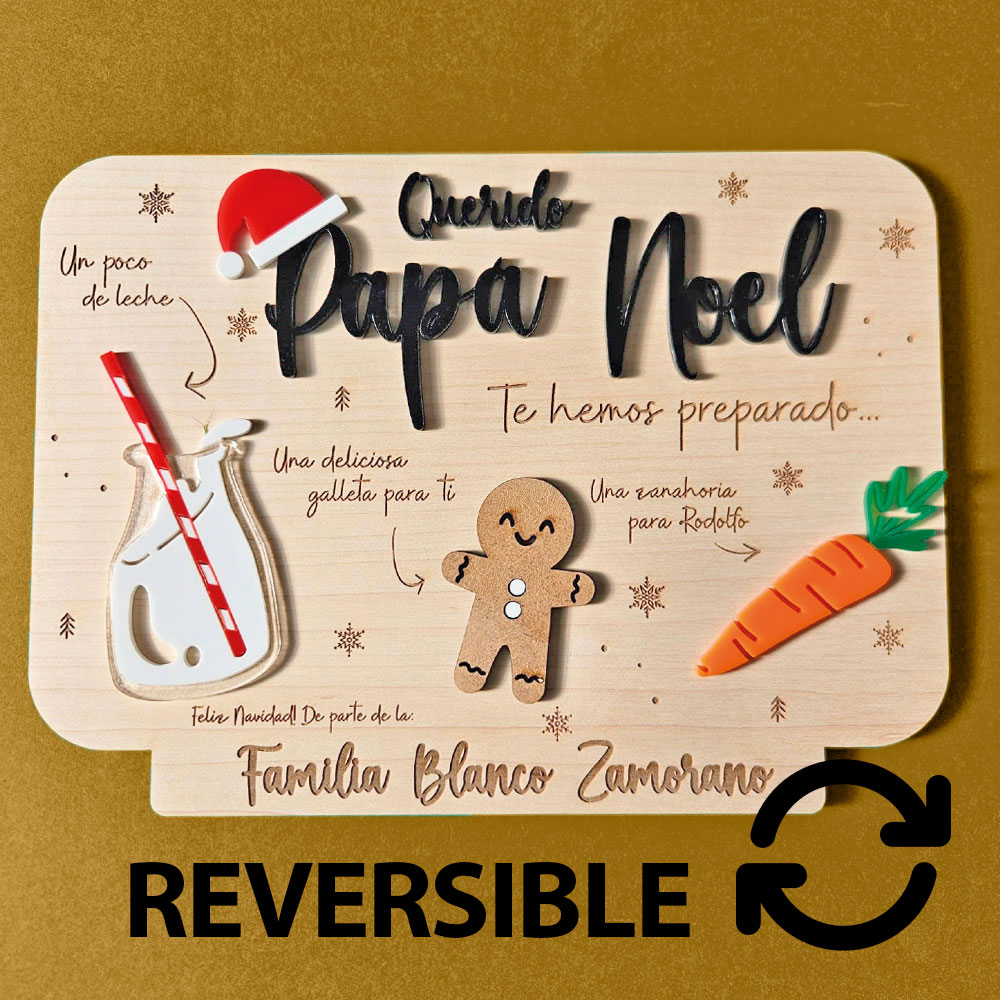 Bandeja Reversible Deluxe de Papá Noel y Reyes Magos con piezas de metacrilato a color